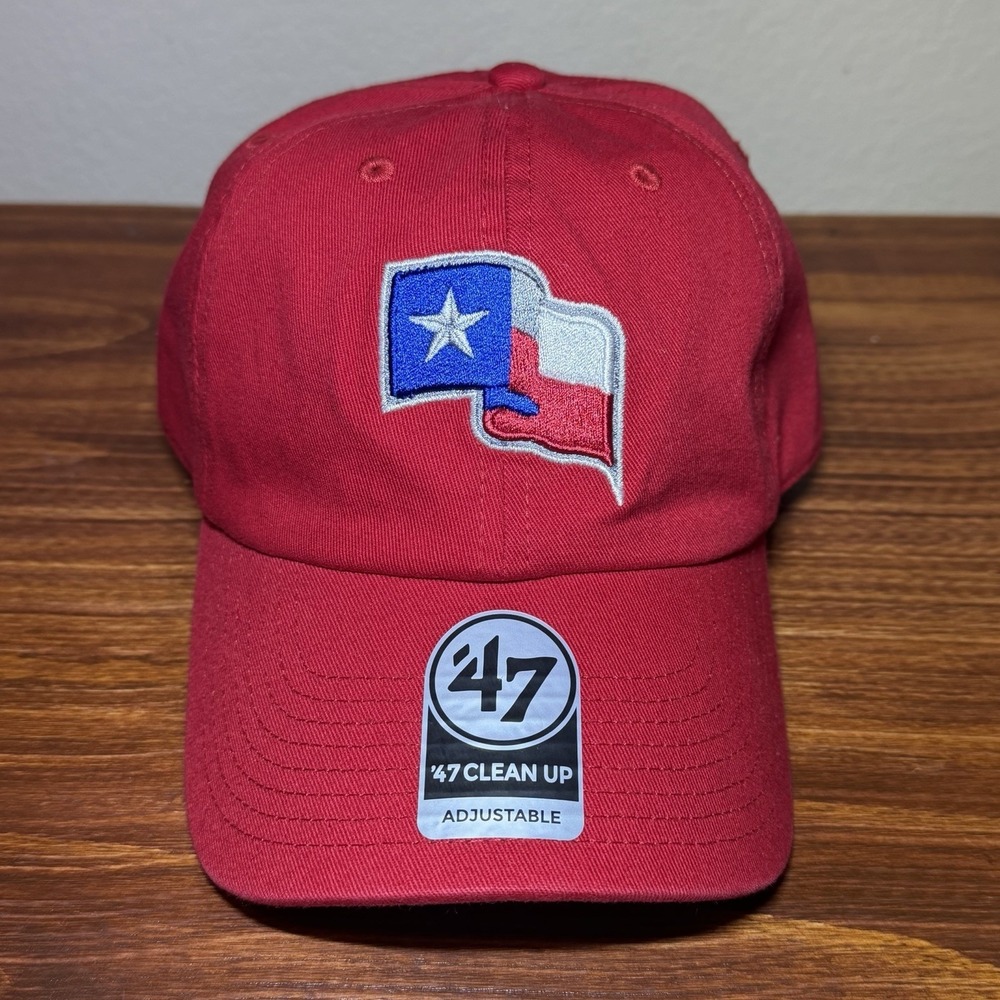 '47 Brand Texas Flag Dad Hat Red Logo Clean Up Adjustable Texas Rangers MLB Cap